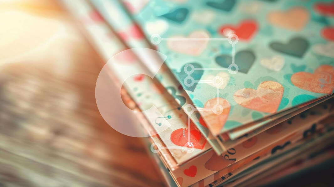 Intra Συλλεκτικό Ξύλινο Παζλ Plywood  4mm - Πολύχρωμη στοίβα φακέλων σε σχήμα καρδιάς Σε Ξύλινο Κουτί - Διαστάσεις Puzzle: 10x10 cm – 25 κομμάτια