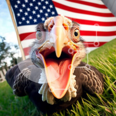 Intra Συλλεκτικό Ξύλινο Παζλ Plywood  4mm - Φαλακρός αετός με φόντο αμερικανική σημαία Σε Ξύλινο Κουτί - Διαστάσεις: 10x10 cm – 25 κομμάτια - Image 1