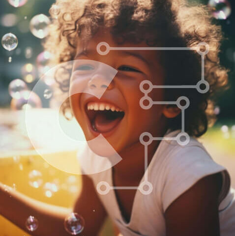 Intra Συλλεκτικό Ξύλινο Παζλ Plywood  4mm - Μικρό παιδί που παίζει με τις σαπουνόφουσκες Σε Ξύλινο Κουτί - Διαστάσεις Puzzle: 10x10 cm – 25 κομμάτια - Image 1