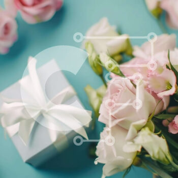 Intra Συλλεκτικό Ξύλινο Παζλ Plywood  4mm - Μπουκέτο με ροζ και λευκά τριαντάφυλλα με κουτί δώρου Σε Ξύλινο Κουτί - Διαστάσεις Puzzle: 10x10 cm – 25 κομμάτια - Image 1