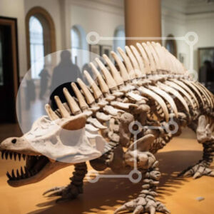 Intra Συλλεκτικό Ξύλινο Παζλ Plywood  4mm - Έκθεση σκελετού δεινοσαύρων στο Μουσείο Τέχνης Σε Ξύλινο Κουτί - Διαστάσεις Puzzle: 10x10 cm – 25 κομμάτια