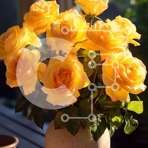 Intra Συλλεκτικό Ξύλινο Παζλ Plywood  4mm - Βάζο με κίτρινα τριαντάφυλλα και φυτό σε γλάστρα Σε Ξύλινο Κουτί - Διαστάσεις: 10x10 cm – 25 κομμάτια - Image 1