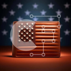 Intra Συλλεκτικό Ξύλινο Παζλ Plywood  4mm - Δερμάτινο πορτοφόλι καφέ με σχέδιο αμερικανικής σημαίας Σε Ξύλινο Κουτί - Διαστάσεις: 10x10 cm – 25 κομμάτια