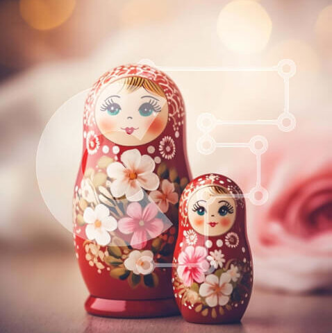 Intra Συλλεκτικό Ξύλινο Παζλ Plywood  4mm - Ρωσικές κούκλες που φωλιάζουν σε ξύλινο τραπέζι Σε Ξύλινο Κουτί - Διαστάσεις: 10x10 cm – 25 κομμάτια - Image 1