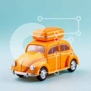 Intra Συλλεκτικό Ξύλινο Παζλ Plywood  4mm - Πορτοκαλί παιχνίδι αυτοκίνητο με βαλίτσα Σε Ξύλινο Κουτί - Διαστάσεις Puzzle: 10x10 cm – 25 κομμάτια