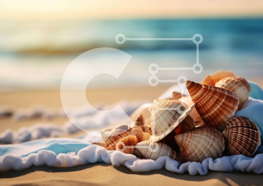 Intra Συλλεκτικό Ξύλινο Παζλ Plywood 4mm - Κοχύλια σε μια σκηνή στην παραλία Σε Ξύλινο Κουτί - Διαστάσεις: 10x10 cm – 25 κομμάτια - Image 1