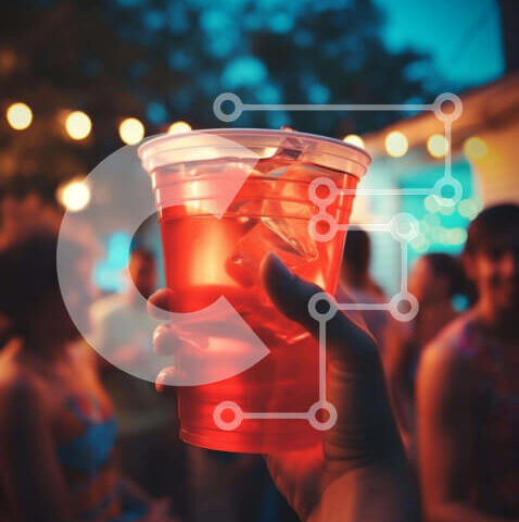 Intra Συλλεκτικό Ξύλινο Παζλ Plywood  4mm - Άτομο που κρατά πορτοκαλί κύπελλο σε ζωντανή εκδήλωση Σε Ξύλινο Κουτί - Διαστάσεις Puzzle: 10x10 cm – 25 κομμάτια - Image 1