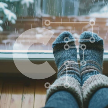 Intra Συλλεκτικό Ξύλινο Παζλ Plywood  4mm - Χειμερινή σκηνή με κάλτσες τυλιγμένες γύρω από τα πόδια Σε Ξύλινο Κουτί - Διαστάσεις Puzzle: 10x10 cm – 25 κομμάτια - Image 1