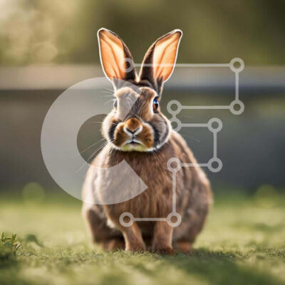 Intra Συλλεκτικό Ξύλινο Παζλ Plywood  4mm - Καφέ κουνέλι που κάθεται στο γρασίδι και κοιτάζει την κάμερα Σε Ξύλινο Κουτί - Διαστάσεις: 10x10 cm – 25 κομμάτια - Image 1