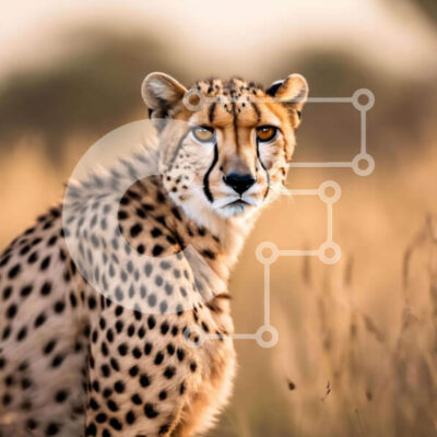 Intra Συλλεκτικό Ξύλινο Παζλ Plywood 4mm - Τσίτα με ψηλό γρασίδι που κοιτάζει την απόσταση Σε Ξύλινο Κουτί - Διαστάσεις: 10x10 cm – 25 κομμάτια - Image 1