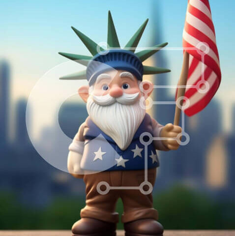 Intra Συλλεκτικό Ξύλινο Παζλ Plywood 4mm - Ειδώλιο του αγάλματος της ελευθερίας με την αμερικανική σημαία Σε Ξύλινο Κουτί - Διαστάσεις Puzzle: 10x10 cm – 25 κομμάτια - Image 1