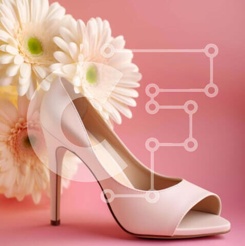 Intra Συλλεκτικό Ξύλινο Παζλ Plywood  4mm - Κομψό παπούτσι με ανοιχτό τακούνι με μαργαρίτες Σε Ξύλινο Κουτί - Διαστάσεις Puzzle: 10x10 cm – 25 κομμάτια - Image 1