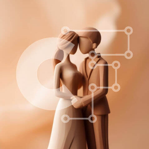 Intra Συλλεκτικό Ξύλινο Παζλ Plywood  4mm - Γαμήλια τούρτα Γαμπρός και νύφη ειδώλια Σε Ξύλινο Κουτί - Διαστάσεις: 10x10 cm – 25 κομμάτια - Image 1