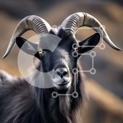 Intra Συλλεκτικό Ξύλινο Παζλ Plywood 4mm - Μεγαλοπρεπής Μαύρη Κατσίκα με μεγάλα κέρατα Σε Ξύλινο Κουτί - Διαστάσεις: 10x10 cm – 25 κομμάτια - Image 1