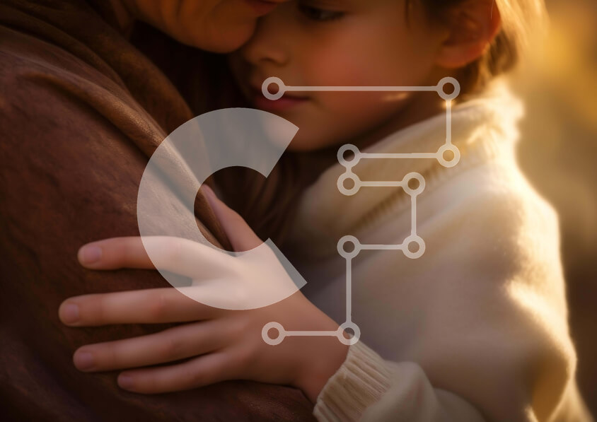 Intra Συλλεκτικό Ξύλινο Παζλ Plywood  4mm - Μητέρα που αγκαλιάζει το παιδί Σε Ξύλινο Κουτί - Διαστάσεις Puzzle: 10x10 cm – 25 κομμάτια