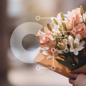 Intra Συλλεκτικό Ξύλινο Παζλ Plywood  4mm - Γυναίκα με μπουκέτο από ροζ τριαντάφυλλα και λευκούς κρίνους Σε Ξύλινο Κουτί - Διαστάσεις Puzzle: 10x10 cm – 25 κομμάτια - Image 1