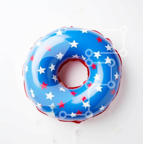 Intra Συλλεκτικό Ξύλινο Παζλ Plywood 4mm - Πολύχρωμο φουσκωτό ντόνατ με αστέρια και ψεκασμούς Σε Ξύλινο Κουτί - Διαστάσεις Puzzle: 10x10 cm – 25 κομμάτια - Image 1