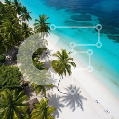 Intra Συλλεκτικό Ξύλινο Παζλ Plywood  4mm - Εναέρια άποψη της λευκής αμμώδους παραλίας στις Μαλδίβες Σε Ξύλινο Κουτί - Διαστάσεις Puzzle: 10x10 cm – 25 κομμάτια - Image 1