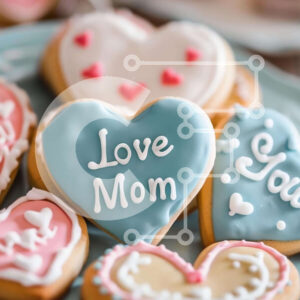 Intra Συλλεκτικό Ξύλινο Παζλ Plywood  4mm - Μπισκότα «Love Mom» σε σχήμα καρδιάς Σε Ξύλινο Κουτί - Διαστάσεις Puzzle: 10x10 cm – 25 κομμάτια