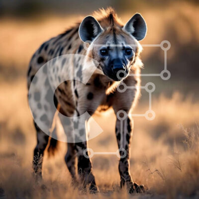 Intra Συλλεκτικό Ξύλινο Παζλ Plywood  4mm - Η ύαινα στο γρασίδι κοιτάζει επίμονα την κάμερα Σε Ξύλινο Κουτί - Διαστάσεις: 10x10 cm – 25 κομμάτια - Image 1