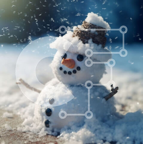 Intra Συλλεκτικό Ξύλινο Παζλ Plywood  4mm - Χαριτωμένος χιονάνθρωπος με καπέλο και κασκόλ στο χιόνι Σε Ξύλινο Κουτί - Διαστάσεις Puzzle: 10x10 cm – 25 κομμάτια - Image 1