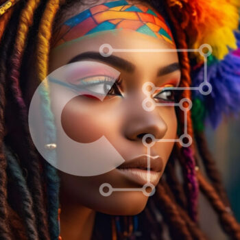 Intra Συλλεκτικό Ξύλινο Παζλ Plywood  4mm - Όμορφη εικόνα μιας γυναίκας με πολύχρωμα dreadlocks και μακιγιάζ Σε Ξύλινο Κουτί - Διαστάσεις Puzzle: 10x10 cm – 25 κομμάτια - Image 1