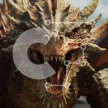 Intra Συλλεκτικό Ξύλινο Παζλ Plywood  4mm - Απειλητικός Δράκος με αιχμηρά δόντια και λαμπερά κόκκινα μάτια Σε Ξύλινο Κουτί - Διαστάσεις Puzzle: 10x10 cm – 25 κομμάτια - Image 1