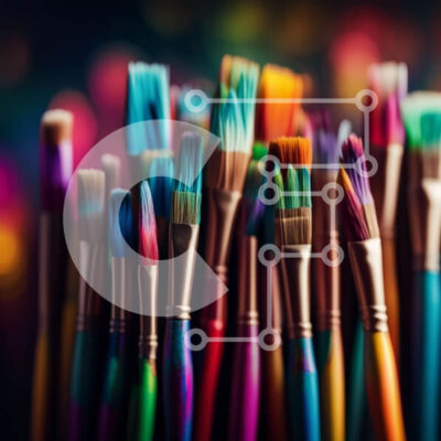 Intra Συλλεκτικό Ξύλινο Παζλ Plywood  4mm - Ζωντανά πινέλα σε τραπέζι Σε Ξύλινο Κουτί - Διαστάσεις Puzzle: 10x10 cm – 25 κομμάτια - Image 1