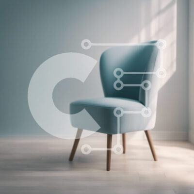 Intra Συλλεκτικό Ξύλινο Παζλ Plywood  4mm - Ανοιχτό μπλε καρέκλα σε ένα άδειο δωμάτιο με ξύλινα πατώματα Σε Ξύλινο Κουτί - Διαστάσεις Puzzle: 10x10 cm – 25 κομμάτια - Image 1