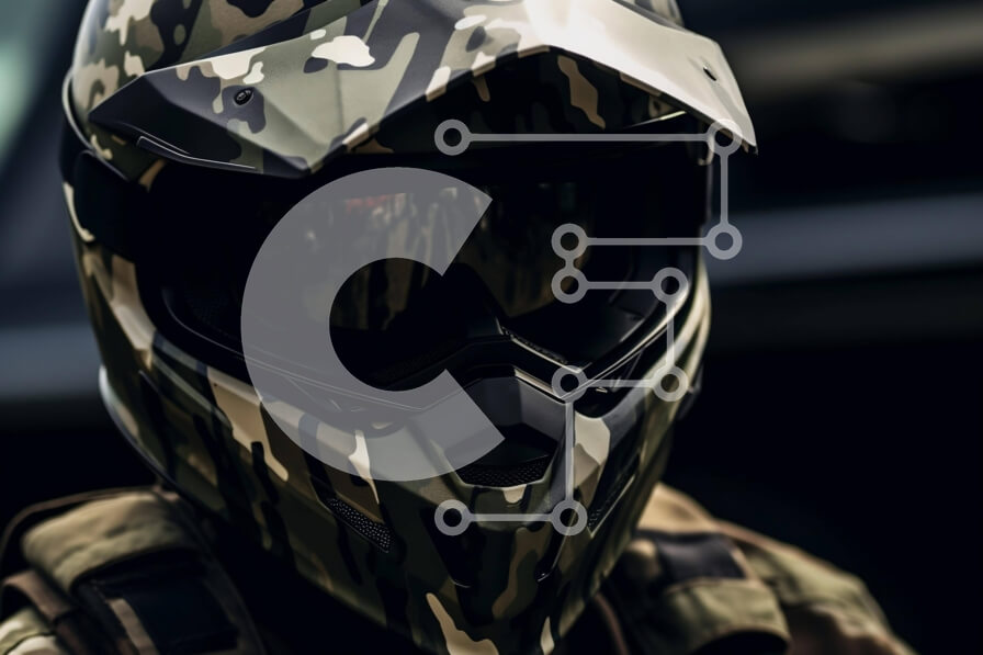 Intra Συλλεκτικό Ξύλινο Παζλ Plywood  4mm - Άτομο που φορά κράνος παραλλαγής σε στυλ στρατού Σε Ξύλινο Κουτί - Διαστάσεις Puzzle: 10x10 cm – 25 κομμάτια