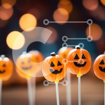 Intra Συλλεκτικό Ξύλινο Παζλ Plywood  4mm - Γλειφιτζούρια κολοκύθας σε ξυλάκια με θέμα το Halloween Σε Ξύλινο Κουτί - Διαστάσεις Puzzle: 10x10 cm – 25 κομμάτια - Image 1