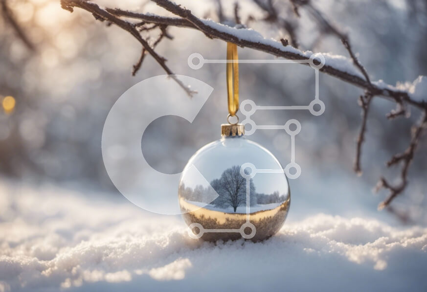 Intra Συλλεκτικό Ξύλινο Παζλ Plywood  4mm - Χιονισμένο κλαδί με διακοσμητική μπάλα Σε Ξύλινο Κουτί - Διαστάσεις: 10x10 cm – 25 κομμάτια