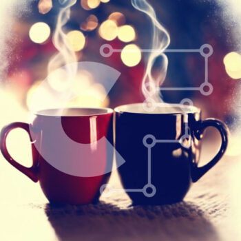 Intra Συλλεκτικό Ξύλινο Παζλ Plywood  4mm - Δύο κόκκινες και μαύρες κούπες καφέ στο τραπέζι με ατμό Σε Ξύλινο Κουτί - Διαστάσεις Puzzle: 10x10 cm – 25 κομμάτια - Image 1