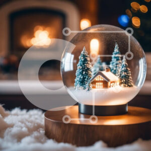 Intra Συλλεκτικό Ξύλινο Παζλ Plywood  4mm - Snow Globe με διακοσμητική σκηνή χιονιού στο τζάκι Σε Ξύλινο Κουτί - Διαστάσεις: 10x10 cm – 25 κομμάτια