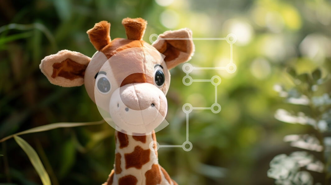 Intra Συλλεκτικό Ξύλινο Παζλ Plywood  4mm - Περίεργη καμηλοπάρδαλη γεμιστό ζώο με φυτά και δέντρα Σε Ξύλινο Κουτί - Διαστάσεις: 10x10 cm – 25 κομμάτια