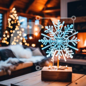 Intra Συλλεκτικό Ξύλινο Παζλ Plywood 4mm - Φως LED Snowflake στο άνετο σαλόνι Σε Ξύλινο Κουτί - Διαστάσεις Puzzle: 10x10 cm – 25 κομμάτια - Image 1