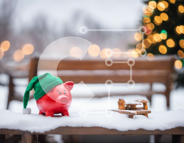 Intra Συλλεκτικό Ξύλινο Παζλ Plywood  4mm - Κόκκινος κουμπαράς με καπέλο σε χιονισμένο πάγκο Σε Ξύλινο Κουτί - Διαστάσεις Puzzle: 10x10 cm – 25 κομμάτια