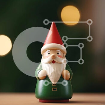 Intra Συλλεκτικό Ξύλινο Παζλ Plywood  4mm - Πράσινο και κόκκινο φιγούρα gnome για εορταστική διακόσμηση Σε Ξύλινο Κουτί - Διαστάσεις Puzzle: 10x10 cm – 25 κομμάτια - Image 1