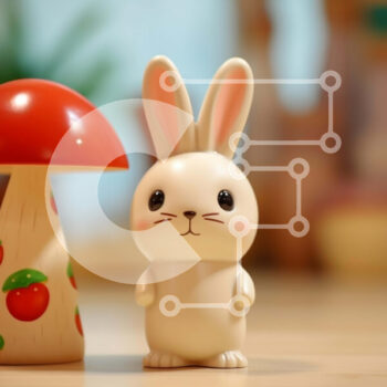 Intra Συλλεκτικό Ξύλινο Παζλ Plywood  4mm - Παιχνίδι κουνέλια και μανιτάρια σε ένα ιδιότροπο σκηνικό Σε Ξύλινο Κουτί - Διαστάσεις Puzzle: 10x10 cm – 25 κομμάτια - Image 1