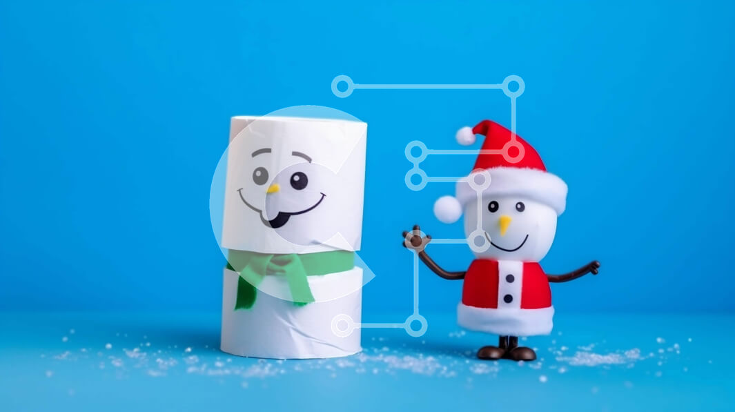 Intra Συλλεκτικό Ξύλινο Παζλ Plywood  4mm - Εορταστικό ρολό χαρτί υγείας με τον Άγιο Βασίλη και το ξωτικό Σε Ξύλινο Κουτί - Διαστάσεις: 10x10 cm – 25 κομμάτια