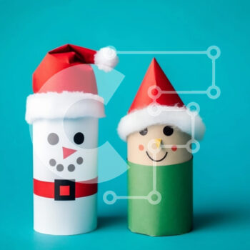 Intra Συλλεκτικό Ξύλινο Παζλ Plywood  4mm - Ρολά από χαρτί υγείας διακοσμημένα με χιονάνθρωπο και ξωτικό Σε Ξύλινο Κουτί - Διαστάσεις Puzzle: 10x10 cm – 25 κομμάτια - Image 1