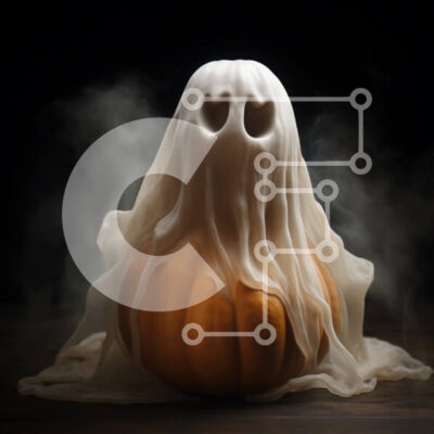 Intra Συλλεκτικό Ξύλινο Παζλ Plywood  4mm - Κολοκύθα σε σχήμα φαντάσματος σε ξύλινο τραπέζι με καπνό και ομίχλη Σε Ξύλινο Κουτί - Διαστάσεις Puzzle: 10x10 cm – 25 κομμάτια - Image 1