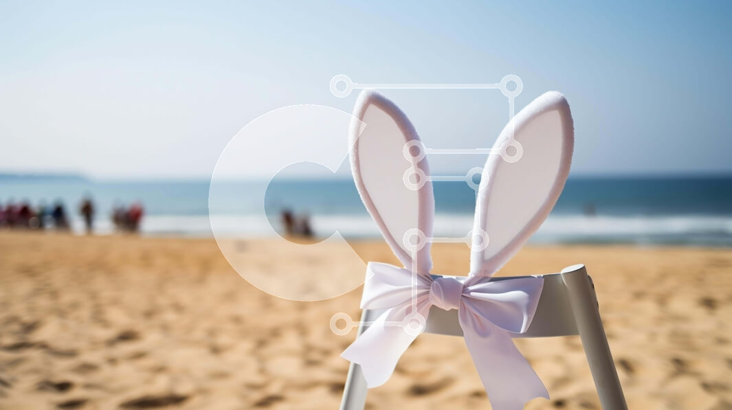 Intra Συλλεκτικό Ξύλινο Παζλ Plywood  4mm - Λευκή καρέκλα με αυτιά λαγουδάκι στην παραλία Σε Ξύλινο Κουτί - Διαστάσεις Puzzle: 10x10 cm – 25 κομμάτια