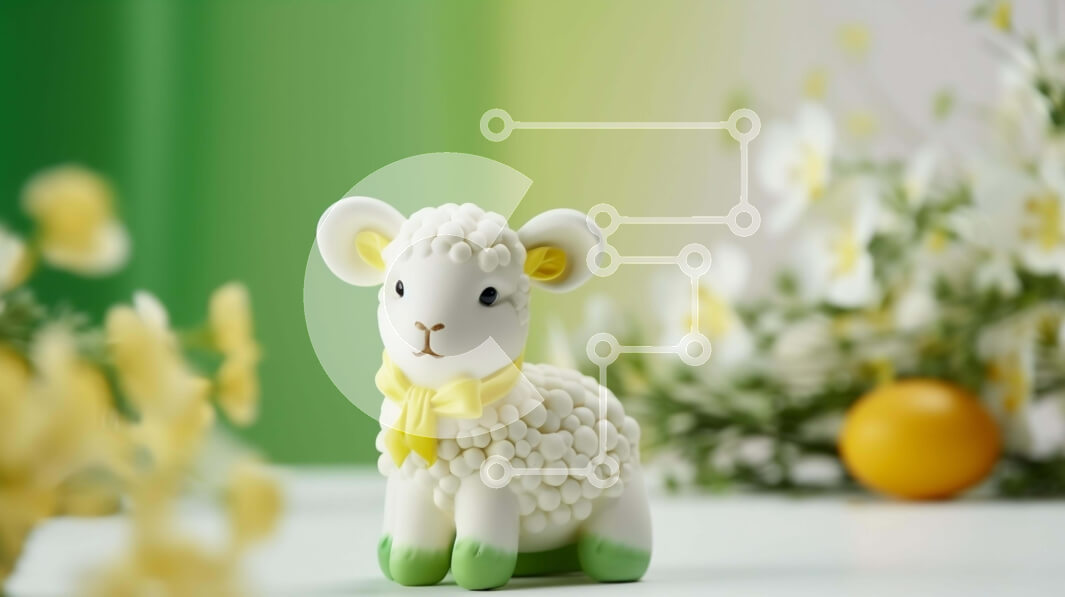 Intra Συλλεκτικό Ξύλινο Παζλ Plywood  4mm - Λευκό ειδώλιο προβάτου με κίτρινα λουλούδια και εσπεριδοειδή Σε Ξύλινο Κουτί - Διαστάσεις: 10x10 cm – 25 κομμάτια