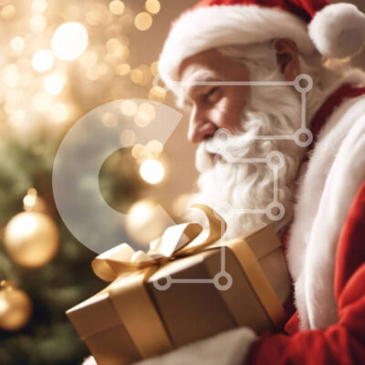 Intra Συλλεκτικό Ξύλινο Παζλ Plywood  4mm - Άγιος Βασίλης με ανοιχτό κουτί δώρου Σε Ξύλινο Κουτί - Διαστάσεις: 10x10 cm – 25 κομμάτια - Image 1