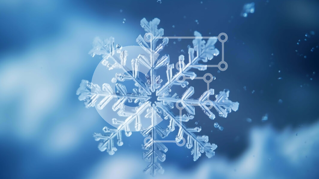 Intra Συλλεκτικό Ξύλινο Παζλ Plywood  4mm - Διακοσμητική νιφάδα χιονιού στον γαλάζιο ουρανό Σε Ξύλινο Κουτί - Διαστάσεις Puzzle: 10x10 cm – 25 κομμάτια