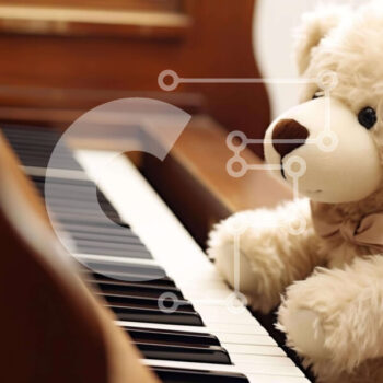 Intra Συλλεκτικό Ξύλινο Παζλ Plywood 4mm - Teddy Bear παίζει πιάνο σε μουσική παράσταση Σε Ξύλινο Κουτί - Διαστάσεις Puzzle: 10x10 cm – 25 κομμάτια - Image 1