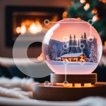 Intra Συλλεκτικό Ξύλινο Παζλ Plywood  4mm - Snow Globe σε τραπεζάκι σαλονιού μπροστά από το τζάκι Σε Ξύλινο Κουτί - Διαστάσεις Puzzle: 10x10 cm – 25 κομμάτια - Image 1