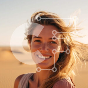 Intra Συλλεκτικό Ξύλινο Παζλ Plywood  4mm - Χαμογελαστή γυναίκα στην έρημο Σε Ξύλινο Κουτί - Διαστάσεις: 10x10 cm – 25 κομμάτια