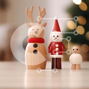 Intra Συλλεκτικό Ξύλινο Παζλ Plywood  4mm - Γιορτινά ξύλινα ειδώλια με φώτα και χιόνι που πέφτει Σε Ξύλινο Κουτί - Διαστάσεις Puzzle: 10x10 cm – 25 κομμάτια - Image 1